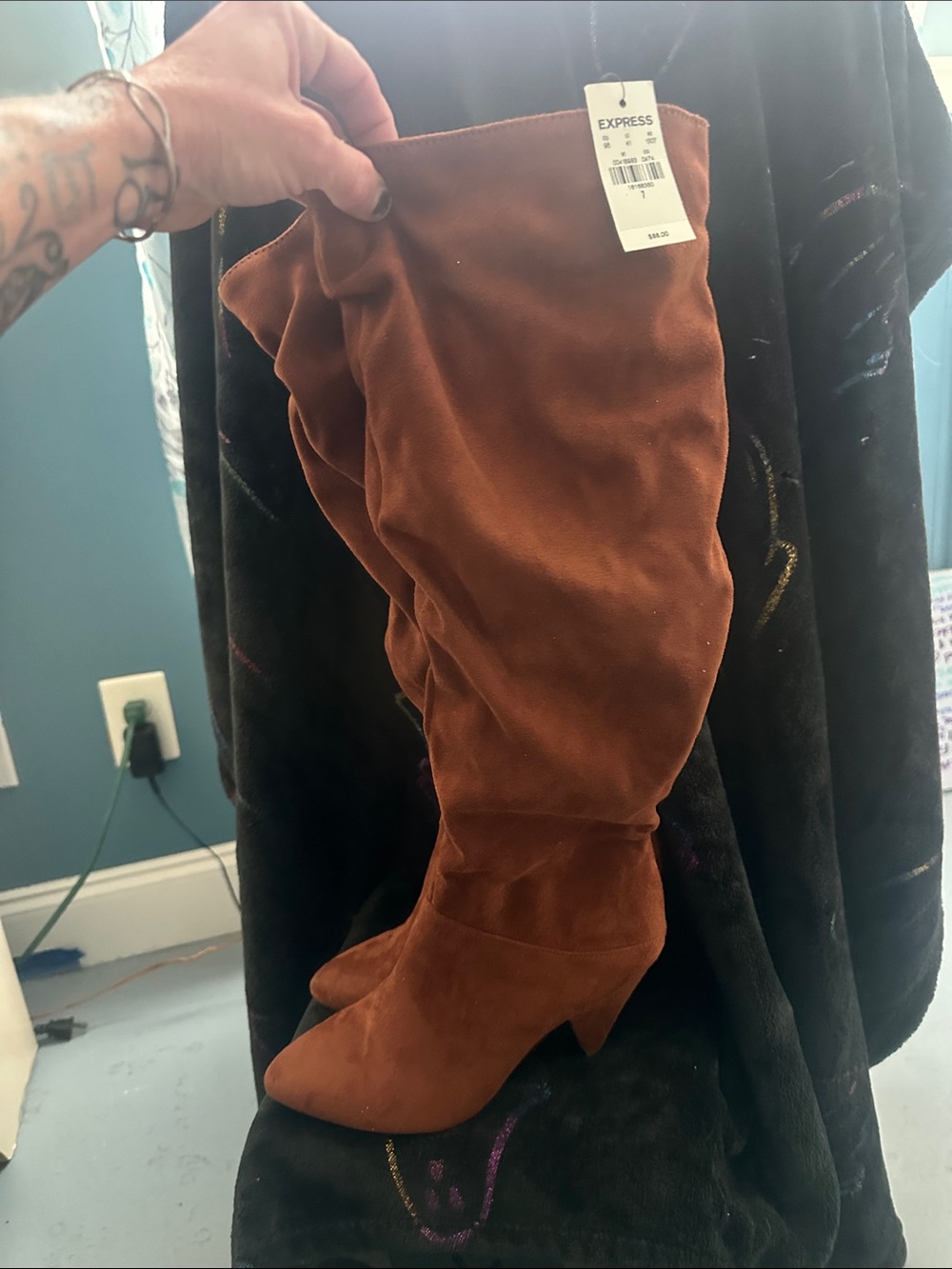 Express Women's Rust Brown Over-the-Knee Suede Boots
